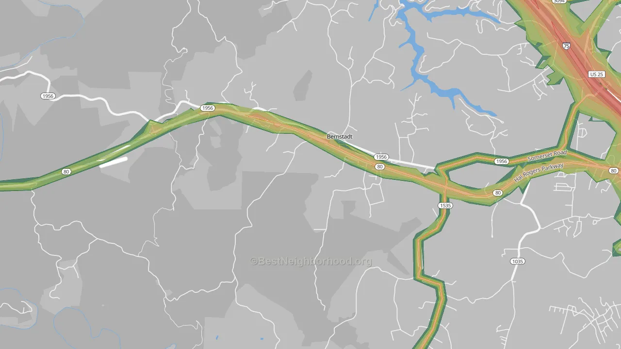Bernstadt, KY Map of Noise Levels in Bernstadt