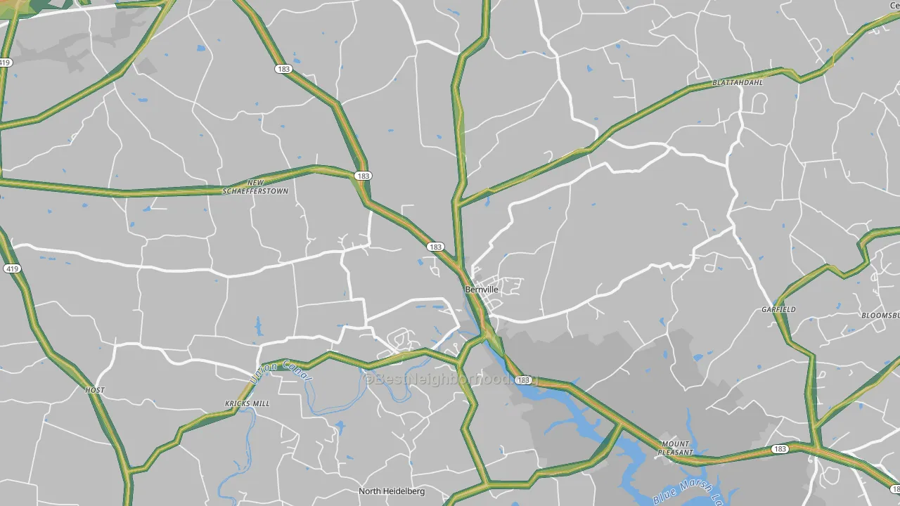 Bernville, PA Map of Noise Levels in Bernville