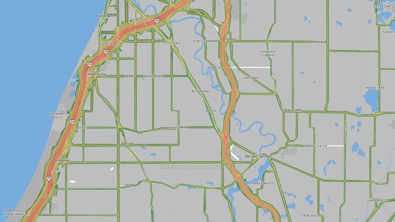 Berrien County, MI Map of Noise Levels in Berrien County