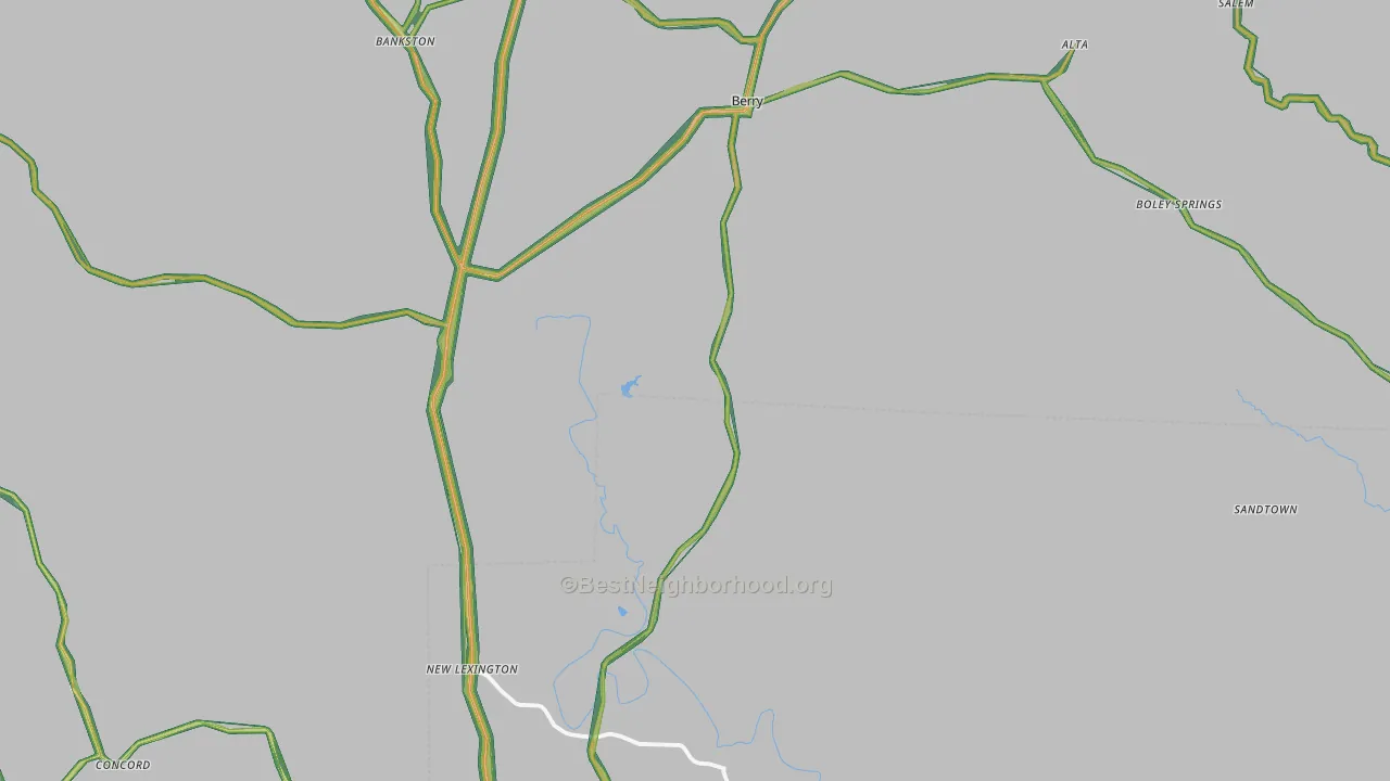 Berry, AL Map of Noise Levels in Berry