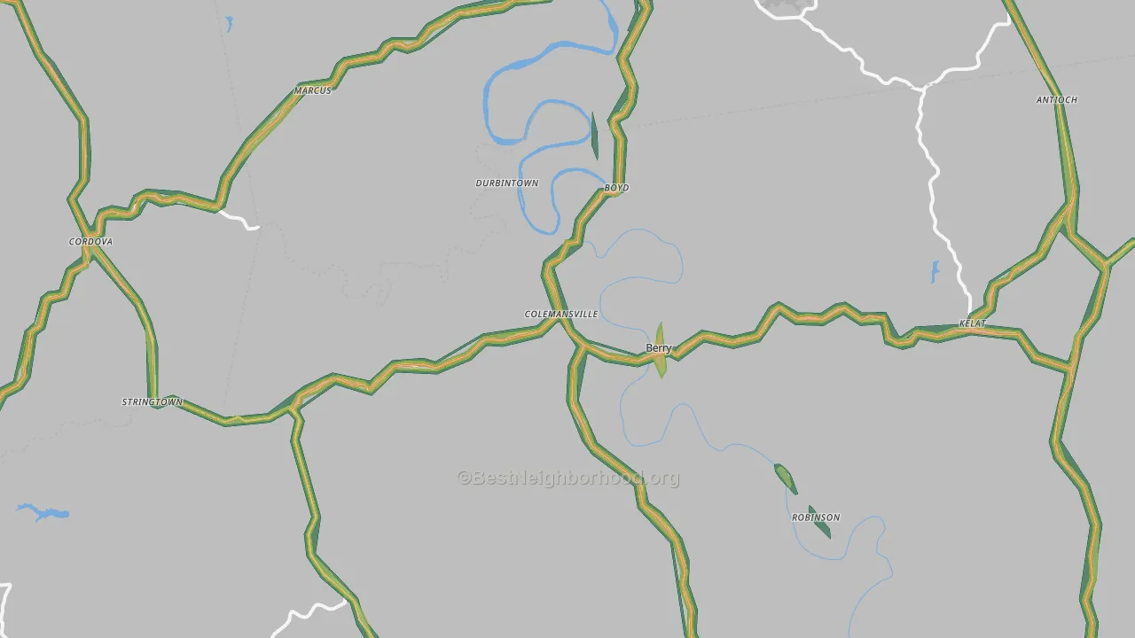 Berry, KY Map of Noise Levels in Berry