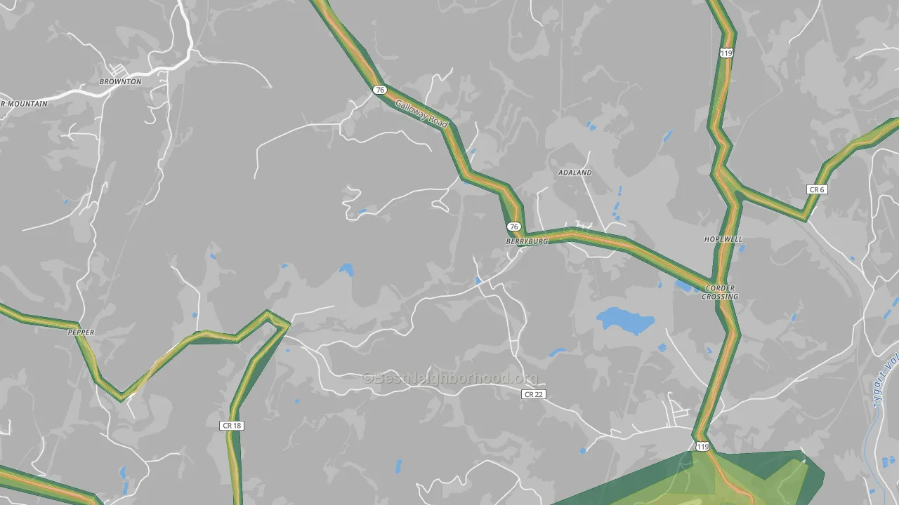 Berryburg, WV Map of Noise Levels in Berryburg