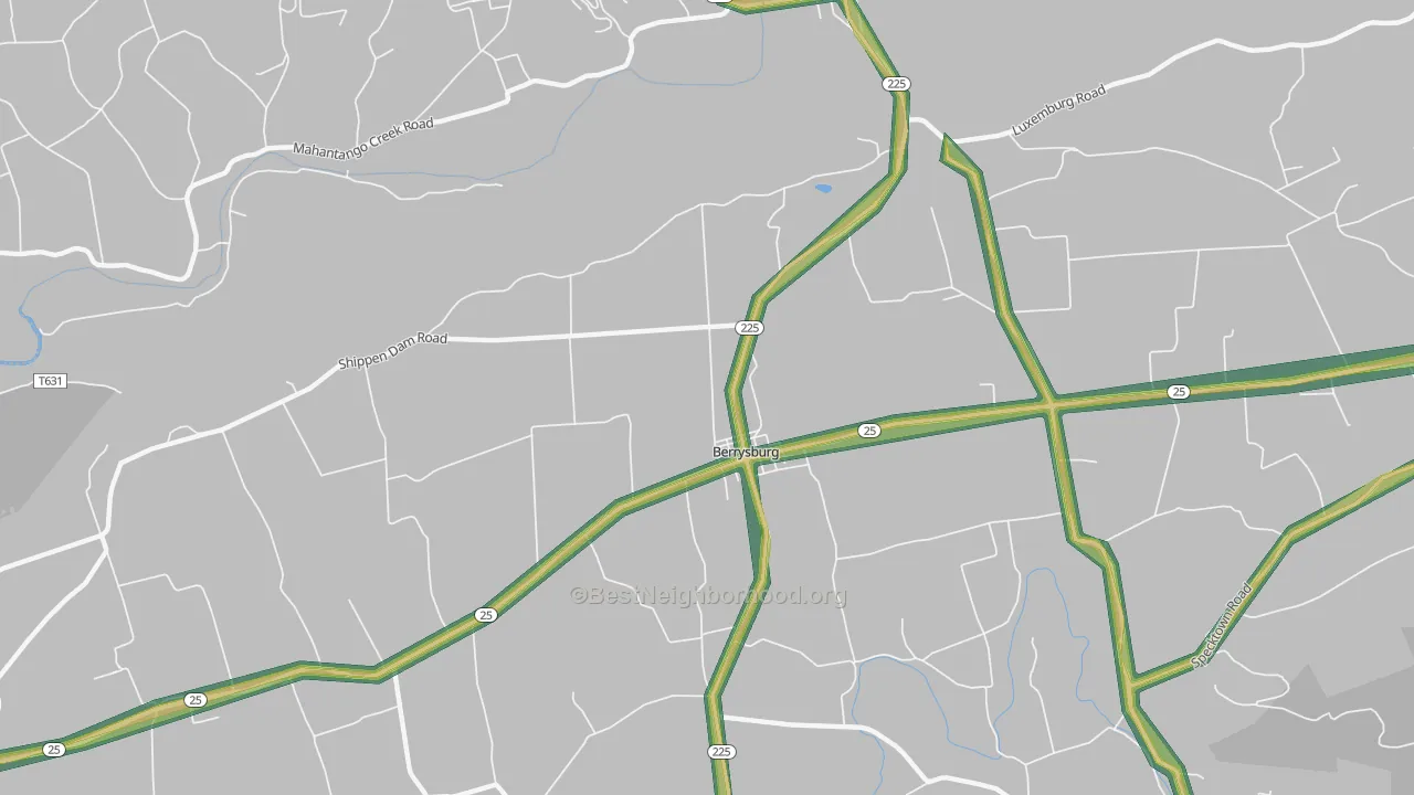 Berrysburg, PA Map of Noise Levels in Berrysburg