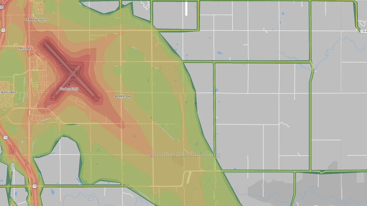 Berryton, KS Map of Noise Levels in Berryton