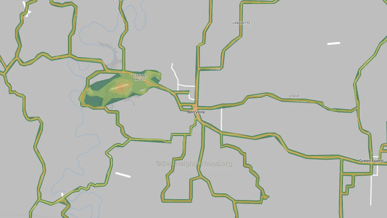 Berryville, AR Map of Noise Levels in Berryville