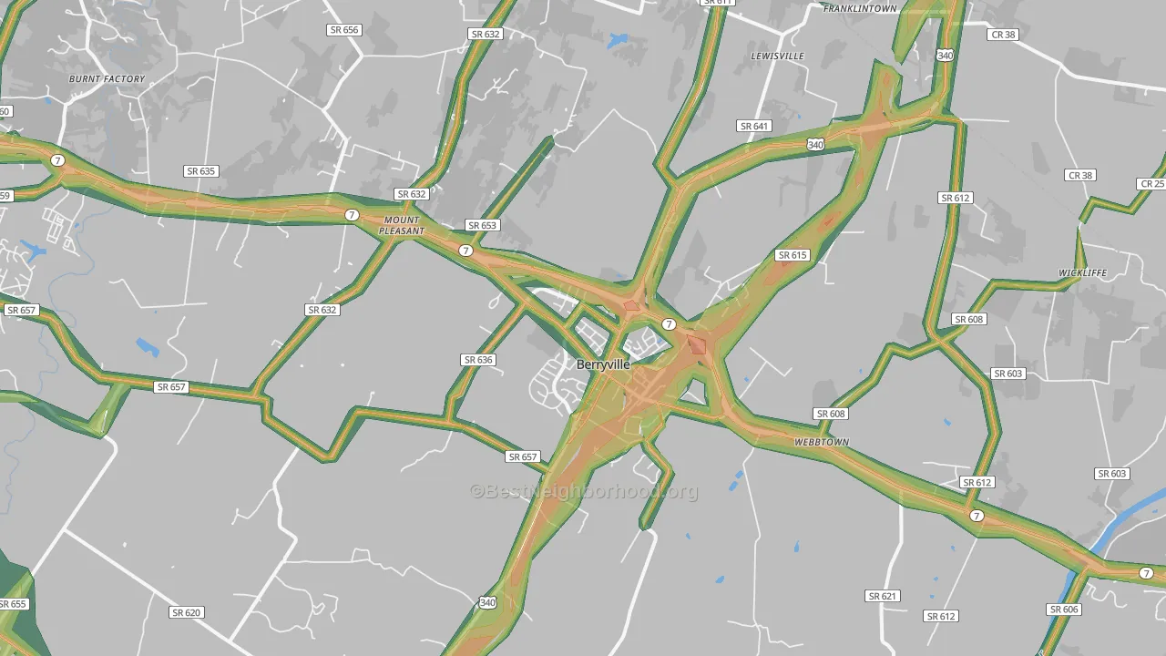Berryville, VA Map of Noise Levels in Berryville