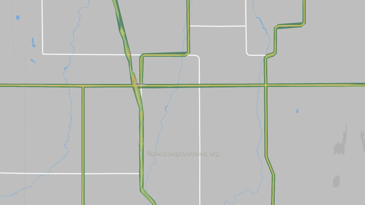 Bertha, MN Map of Noise Levels in Bertha