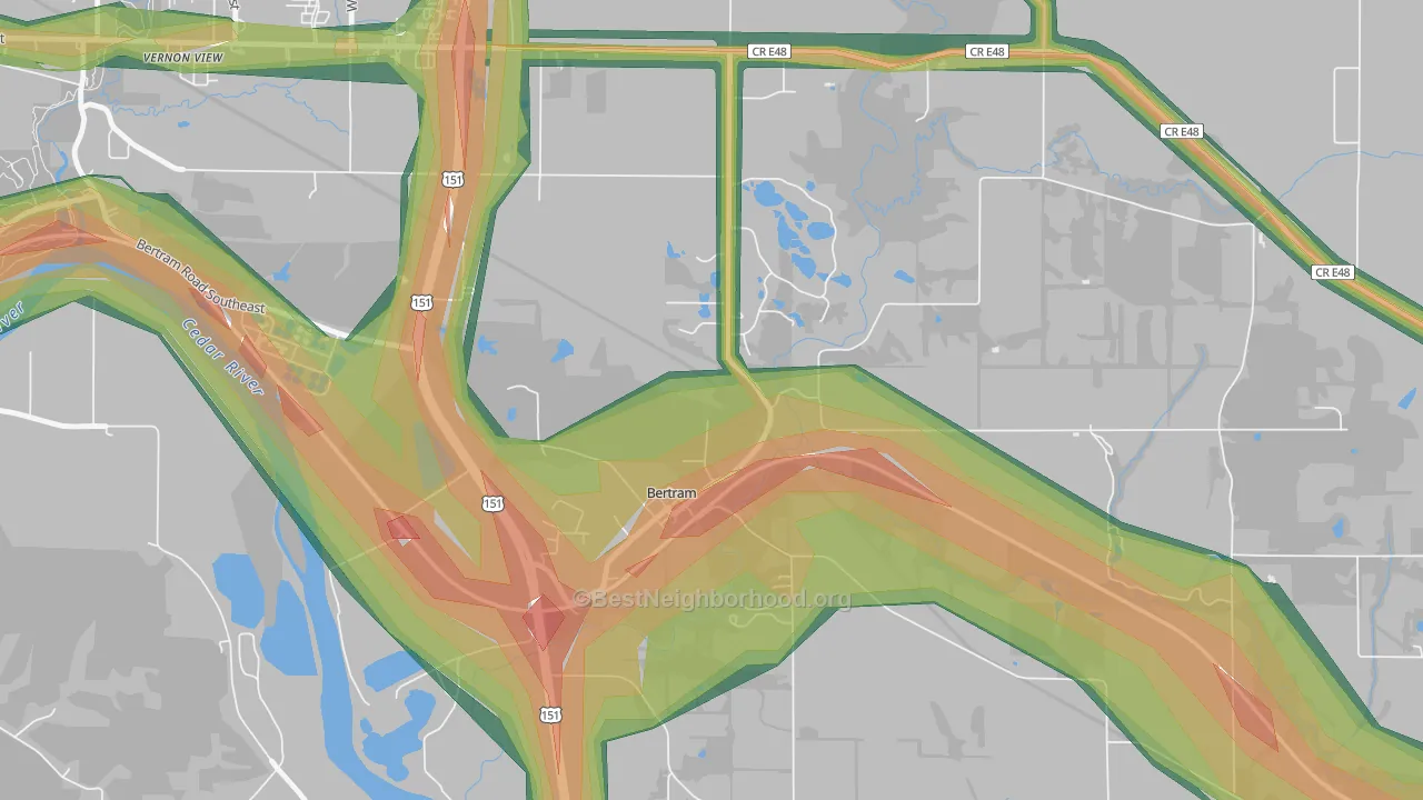 Bertram, IA Map of Noise Levels in Bertram