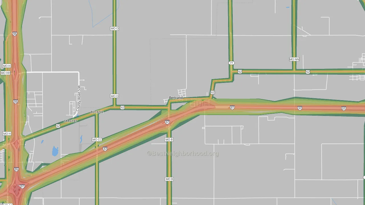 Bertrand, MO Map of Noise Levels in Bertrand