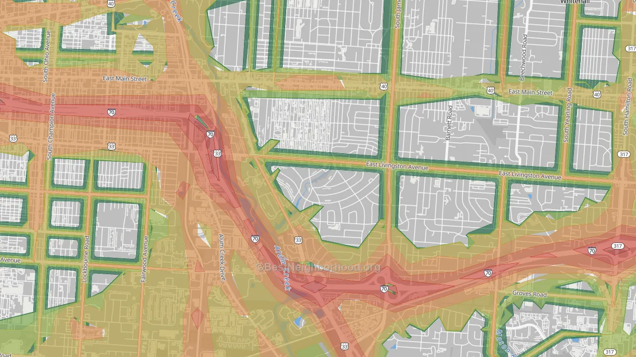 Berwick, Columbus, OH Map of Noise Levels in Berwick