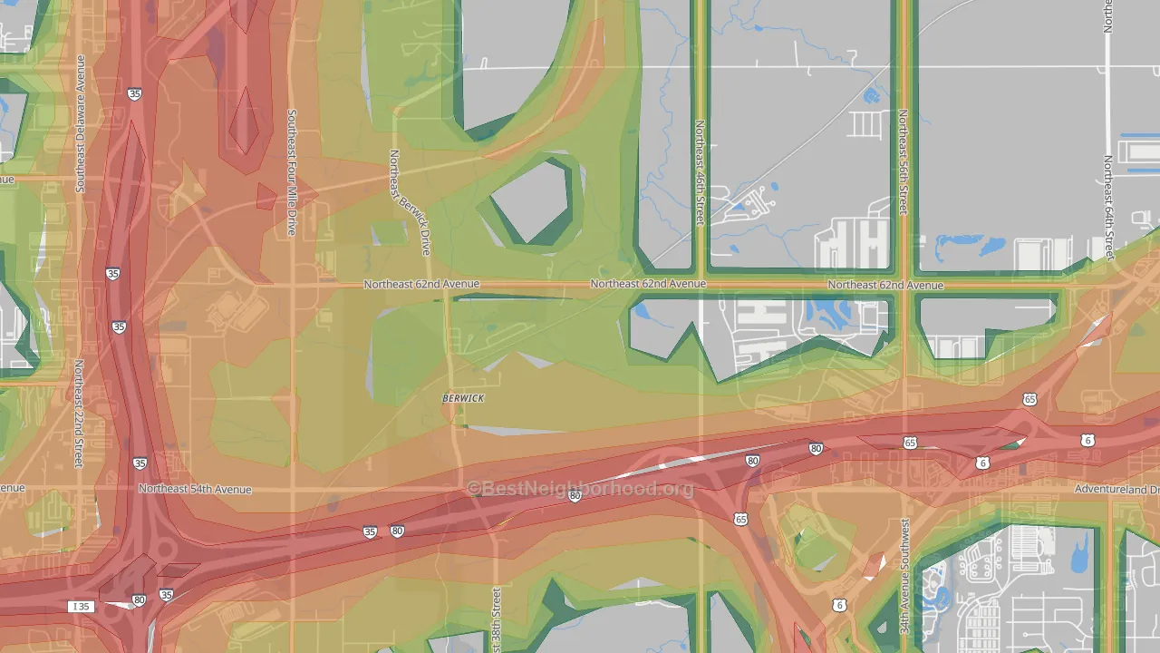 Berwick, IA Map of Noise Levels in Berwick