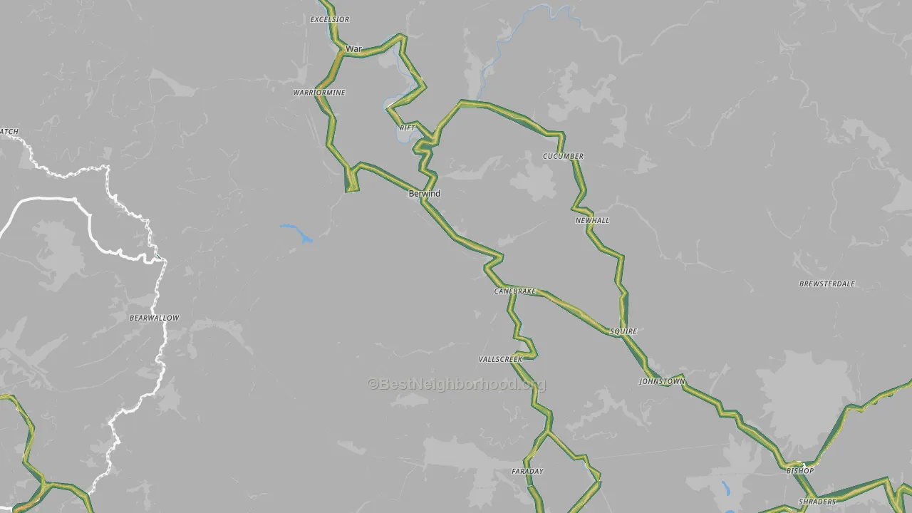 Berwind, WV Map of Noise Levels in Berwind