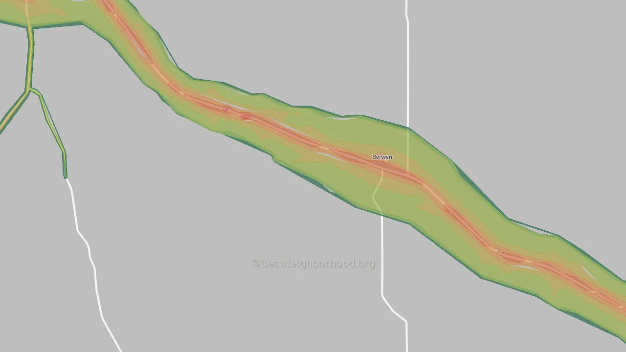 Berwyn, NE Map of Noise Levels in Berwyn