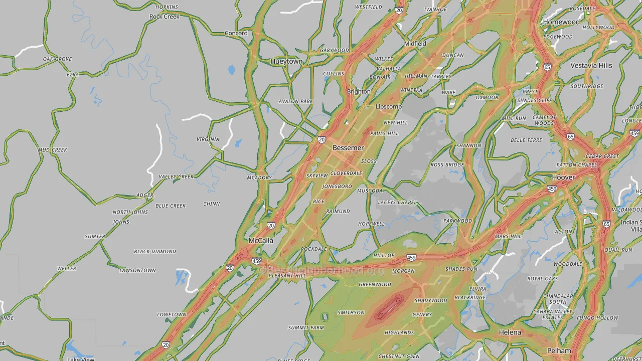 Bessemer, AL Map of Noise Levels in Bessemer