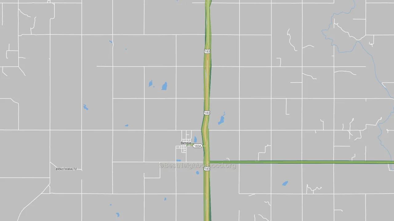 Bessie, OK Map of Noise Levels in Bessie