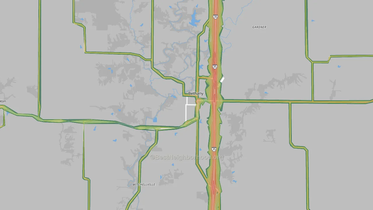 Bethany, MO Map of Noise Levels in Bethany