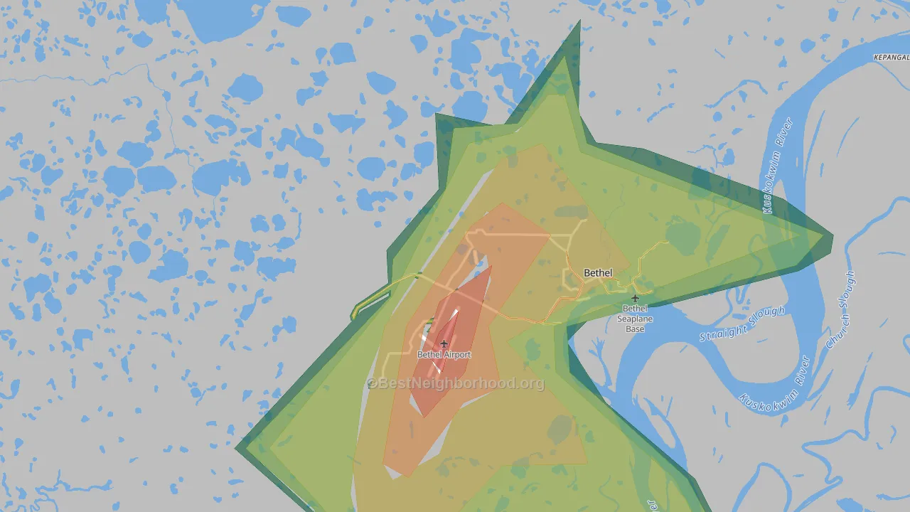 Bethel, AK Map of Noise Levels in Bethel