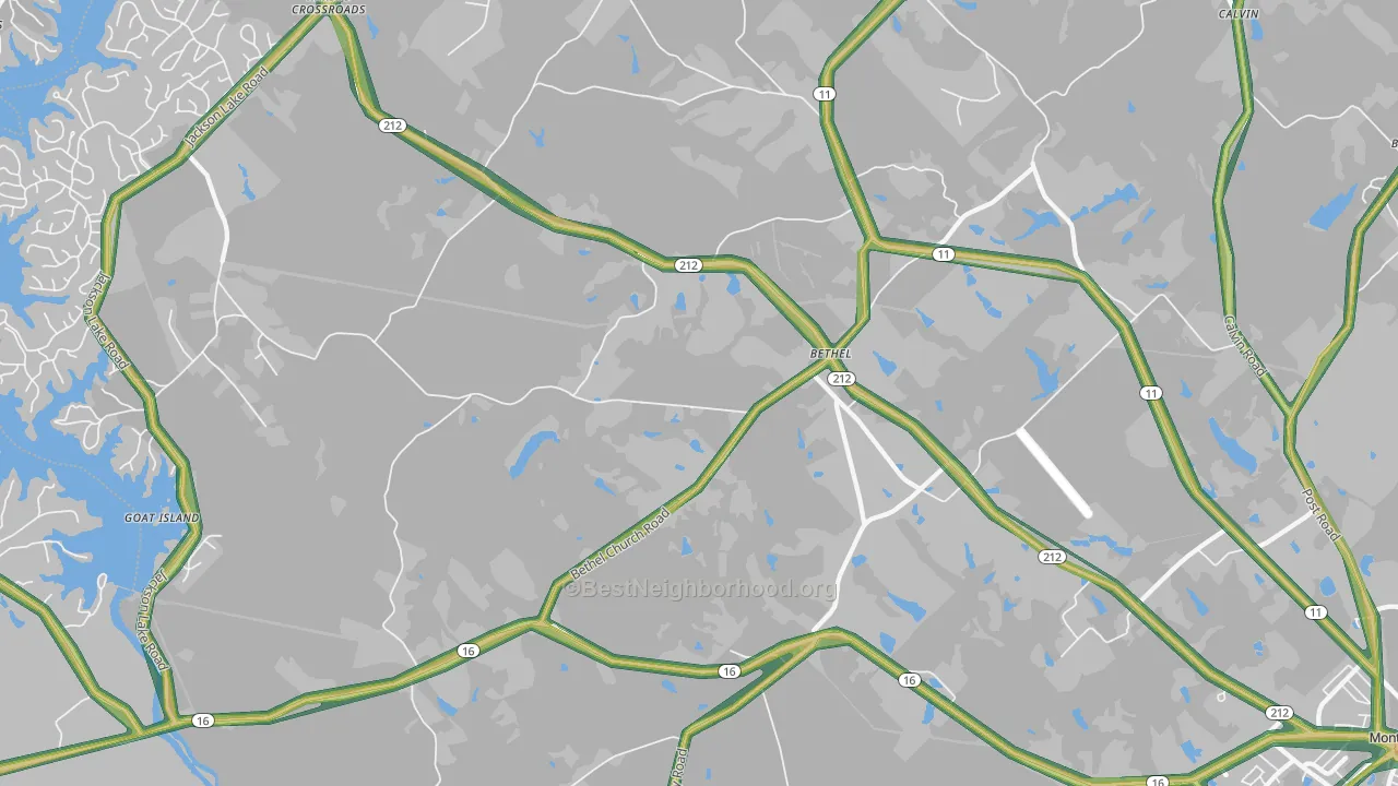 Bethel, GA Map of Noise Levels in Bethel