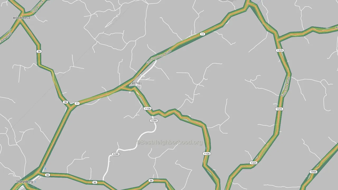 Bethel, KY Map of Noise Levels in Bethel