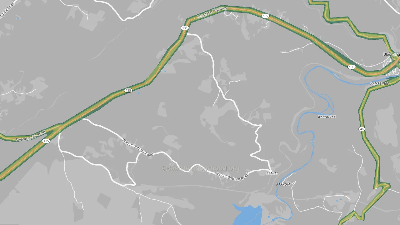 Bethel, MD Map of Noise Levels in Bethel