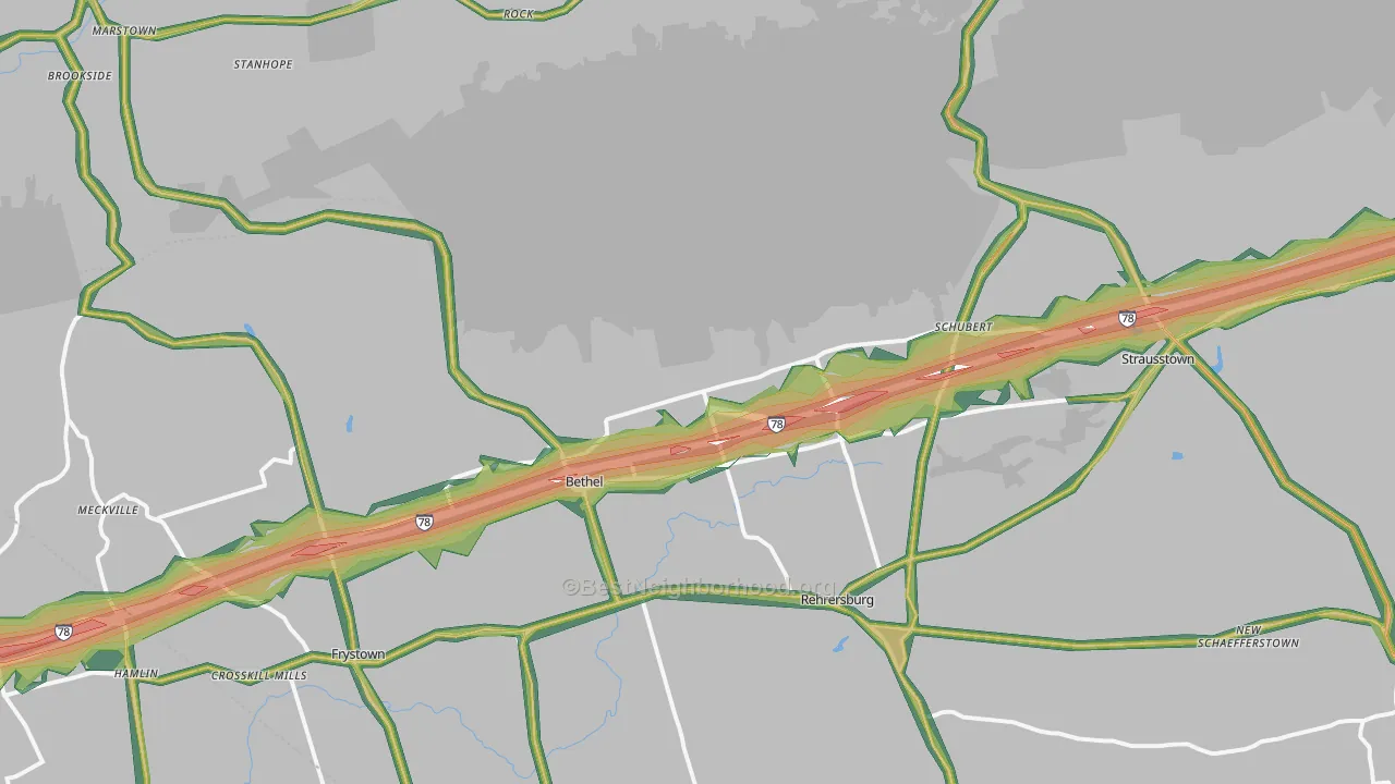 Bethel, PA Map of Noise Levels in Bethel
