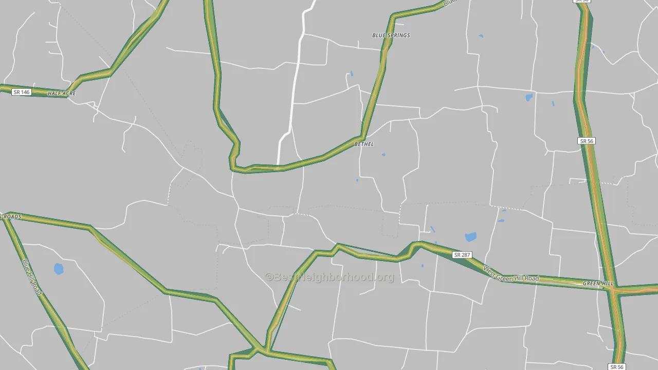 Bethel, TN Map of Noise Levels in Bethel