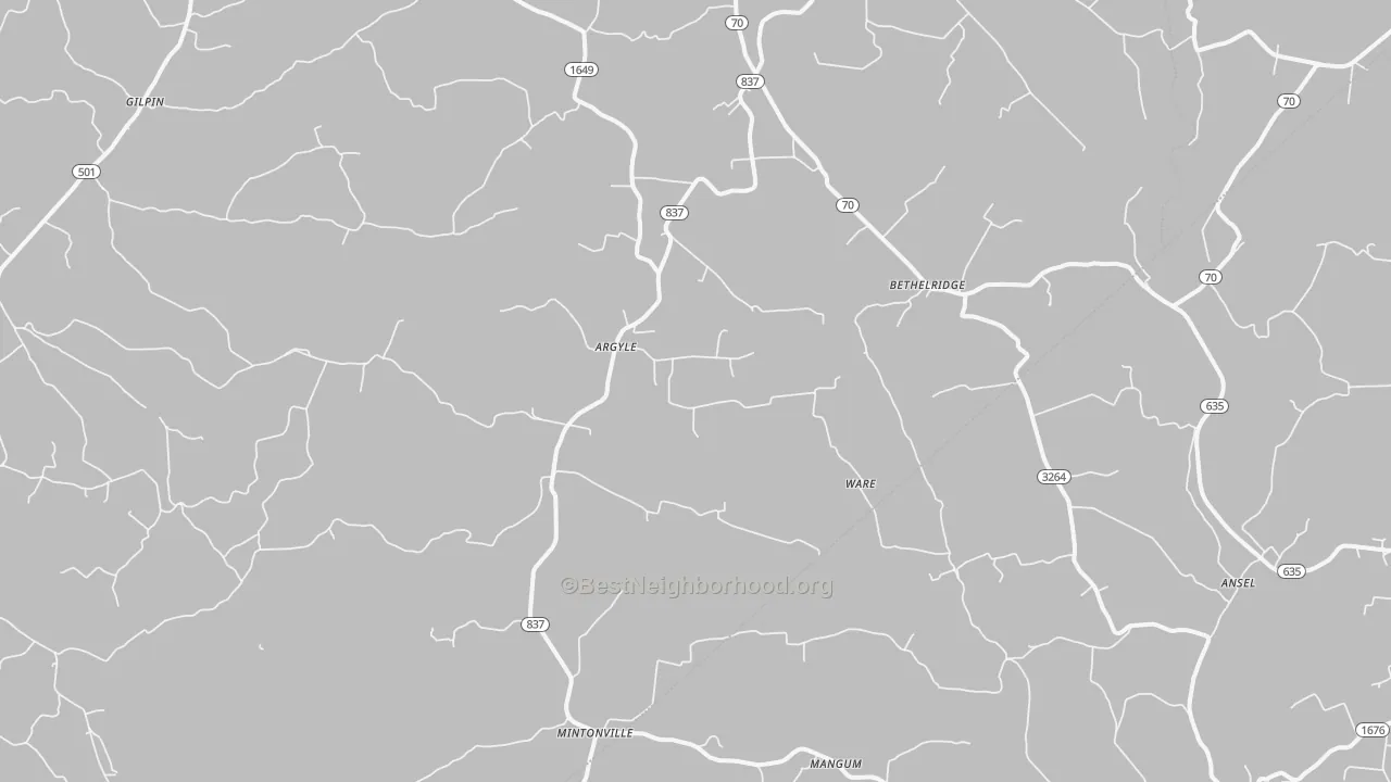 Bethelridge, KY Map of Noise Levels in Bethelridge
