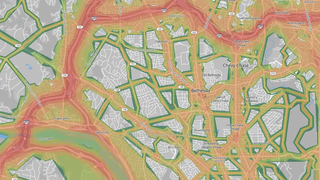 Bethesda, MD Map of Noise Levels in Bethesda