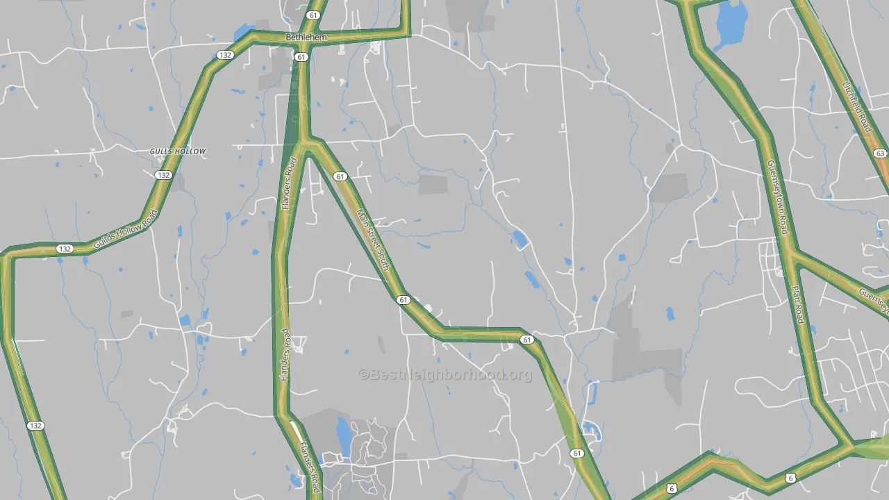 Bethlehem Village, CT Map of Noise Levels in Bethlehem Village