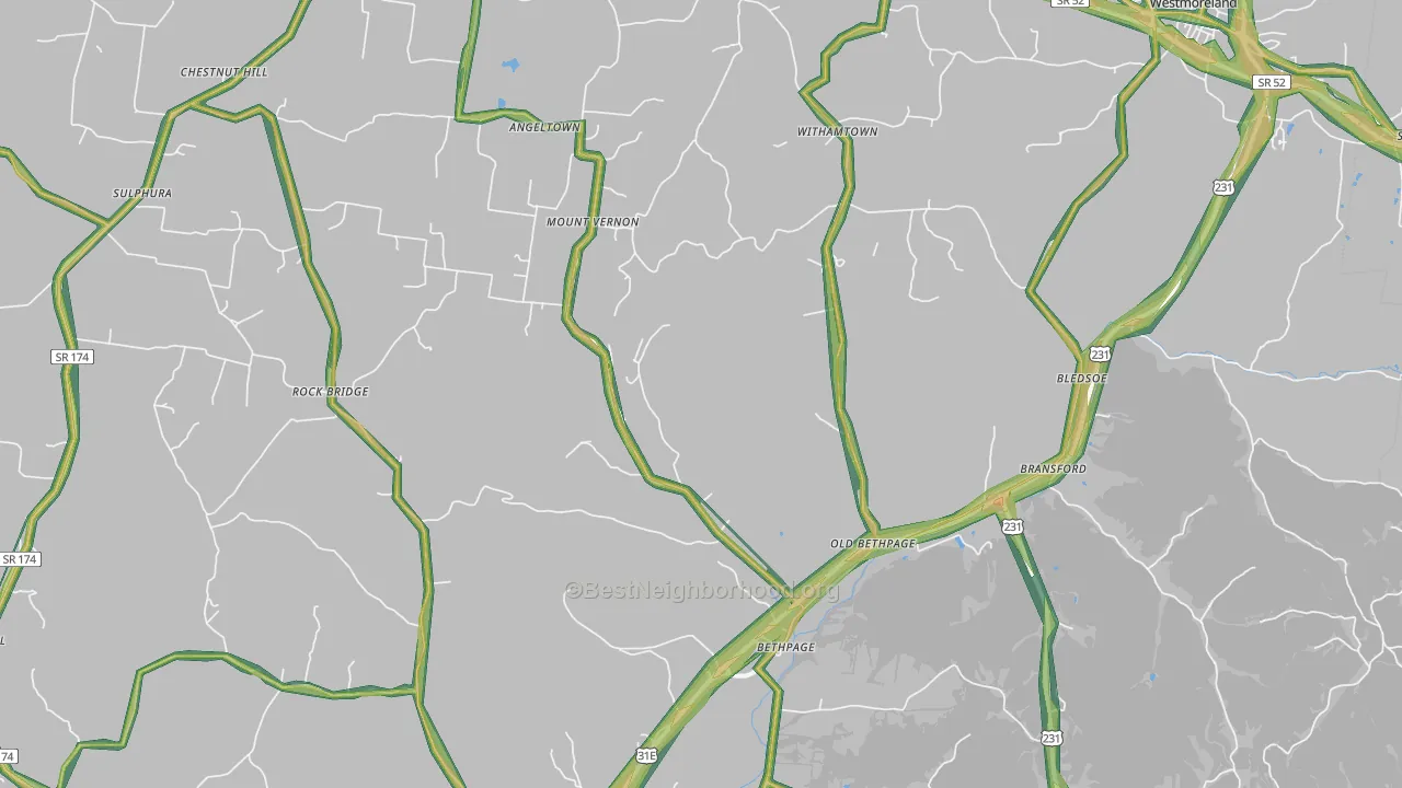 Bethpage, TN Map of Noise Levels in Bethpage