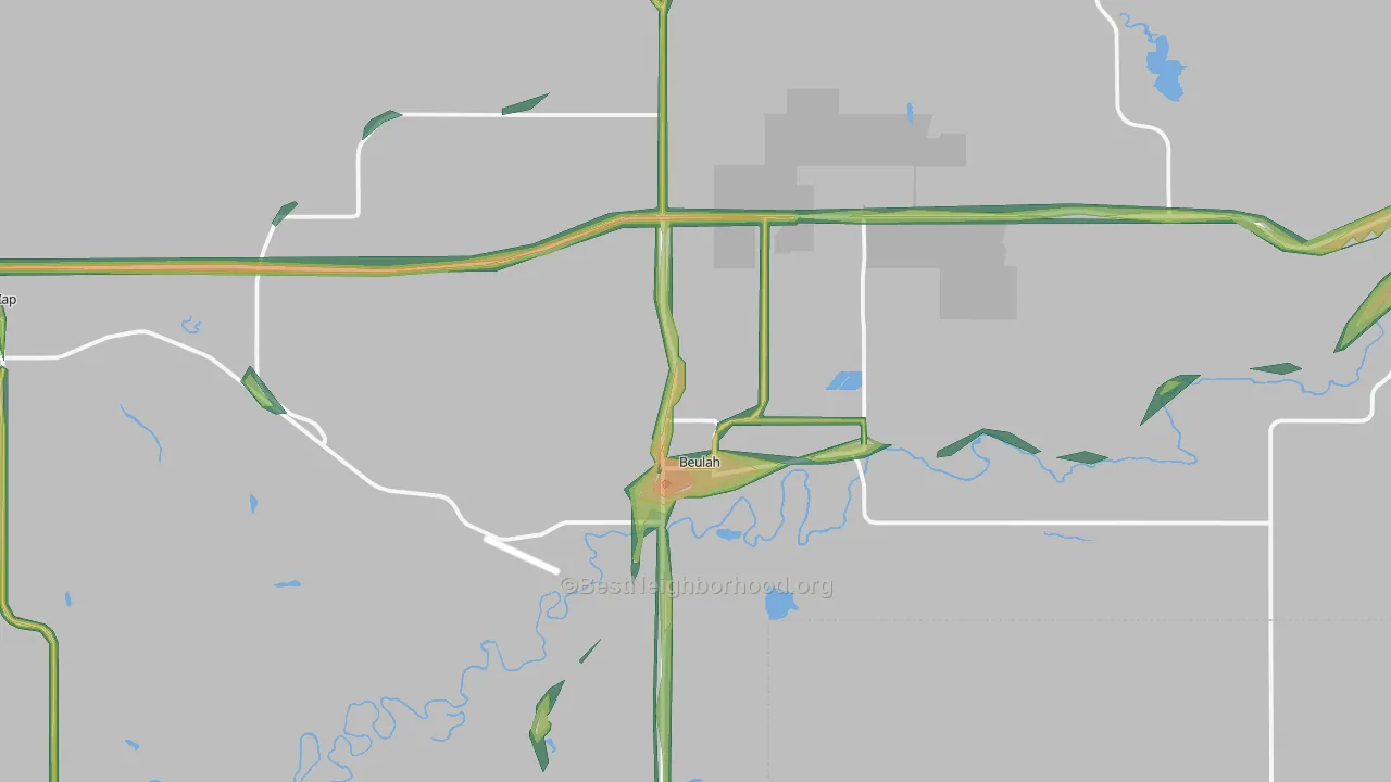 Beulah, ND Map of Noise Levels in Beulah
