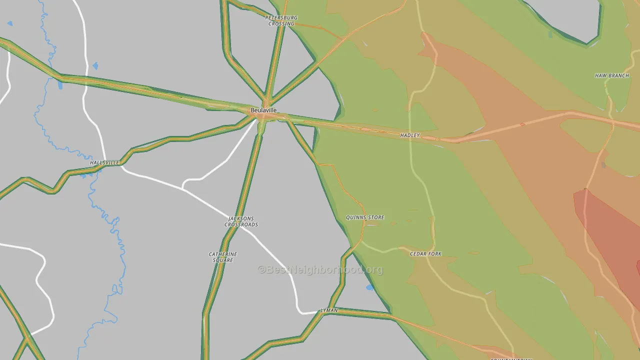 Beulaville, NC Map of Noise Levels in Beulaville
