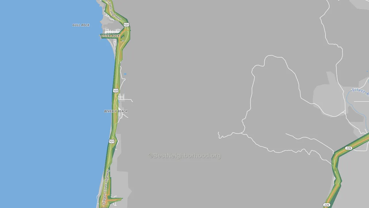 Beverly Beach, OR Map of Noise Levels in Beverly Beach
