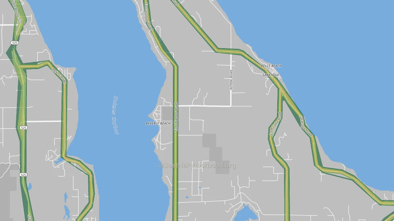 Beverly Beach, WA Map of Noise Levels in Beverly Beach