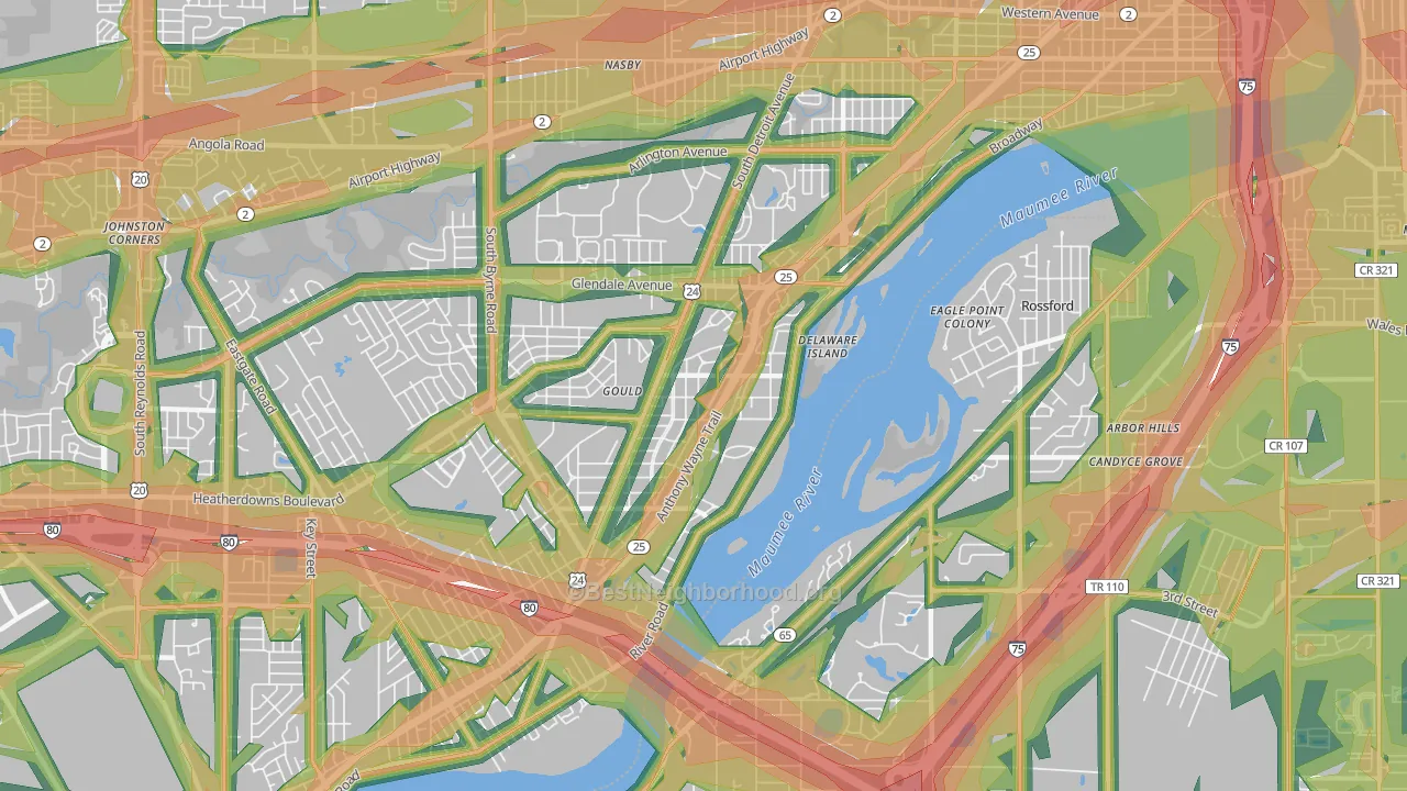 Beverly, Toledo, OH Map of Noise Levels in Beverly