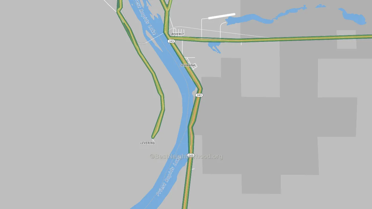 Beverly, WA Map of Noise Levels in Beverly