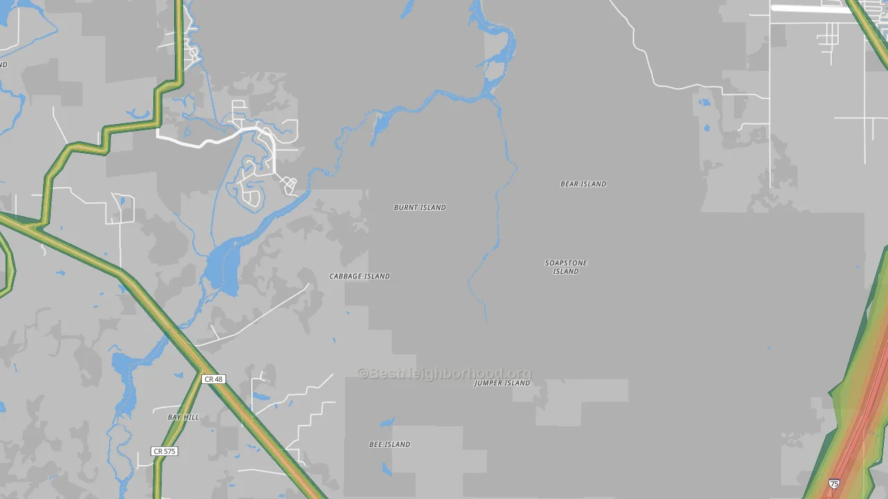 Bevilles Corner, FL Map of Noise Levels in Bevilles Corner
