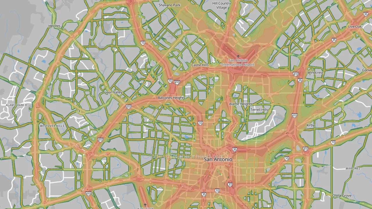 Bexar County, TX Map of Noise Levels in Bexar County