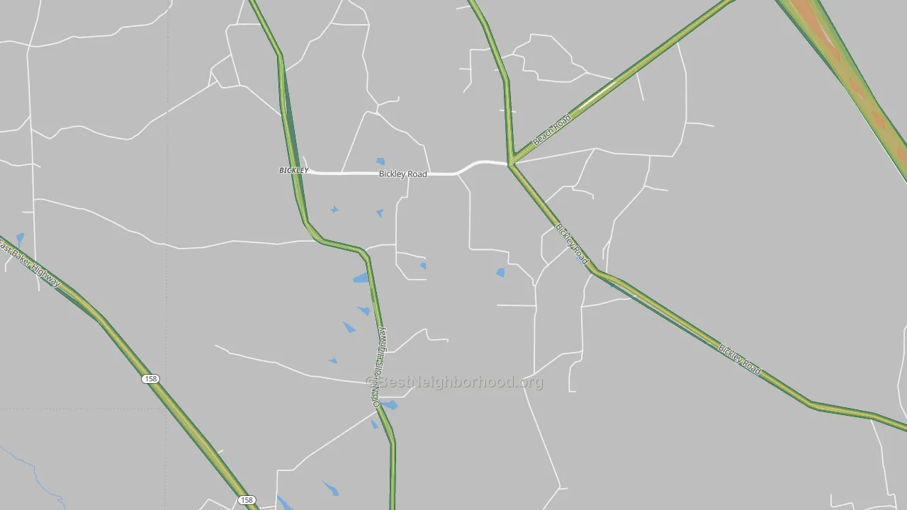 Bickley, GA Map of Noise Levels in Bickley