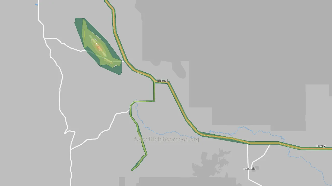 Bicknell, UT Map of Noise Levels in Bicknell