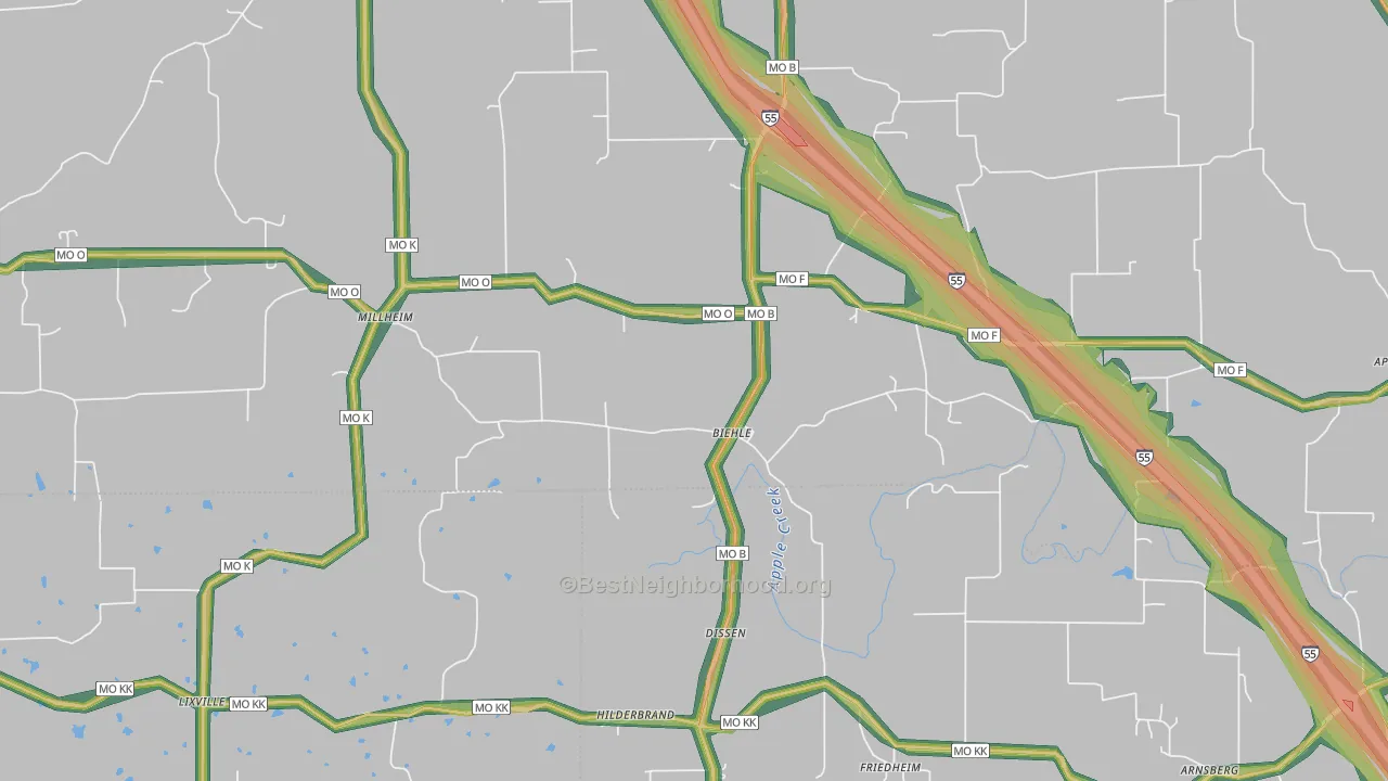 Biehle, MO Map of Noise Levels in Biehle