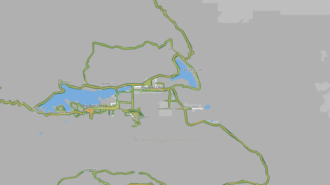 Big Bear City, CA Map of Noise Levels in Big Bear City