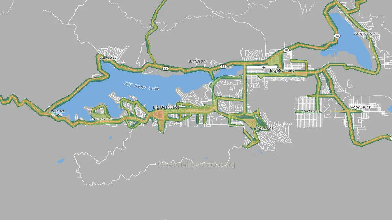Big Bear Lake, CA Map of Noise Levels in Big Bear Lake