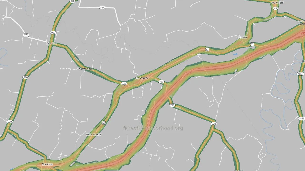 Big Clifty, KY Map of Noise Levels in Big Clifty