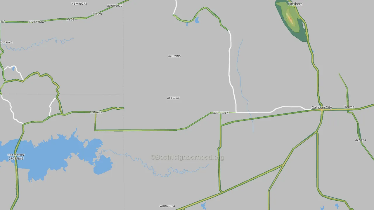Big Creek, MS Map of Noise Levels in Big Creek