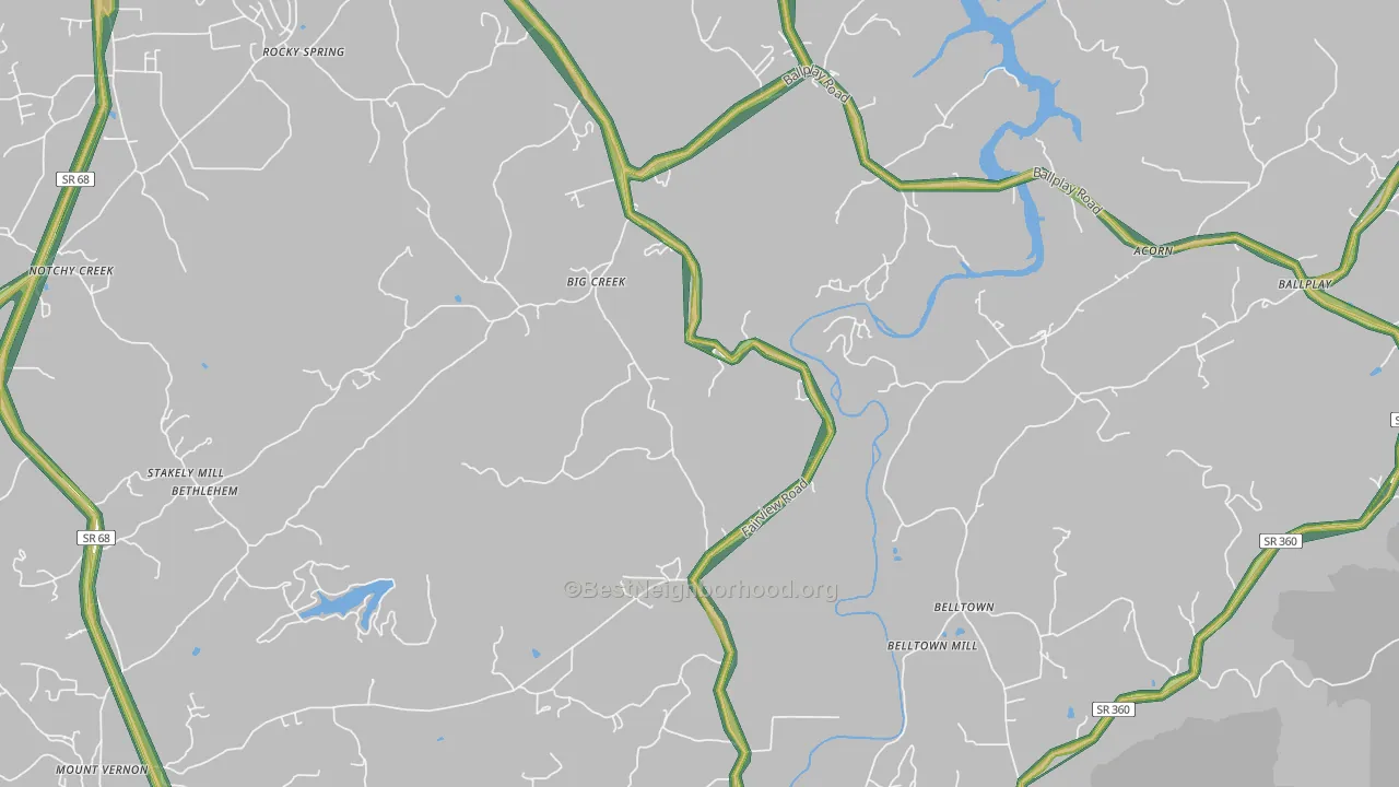 Big Creek, TN Map of Noise Levels in Big Creek
