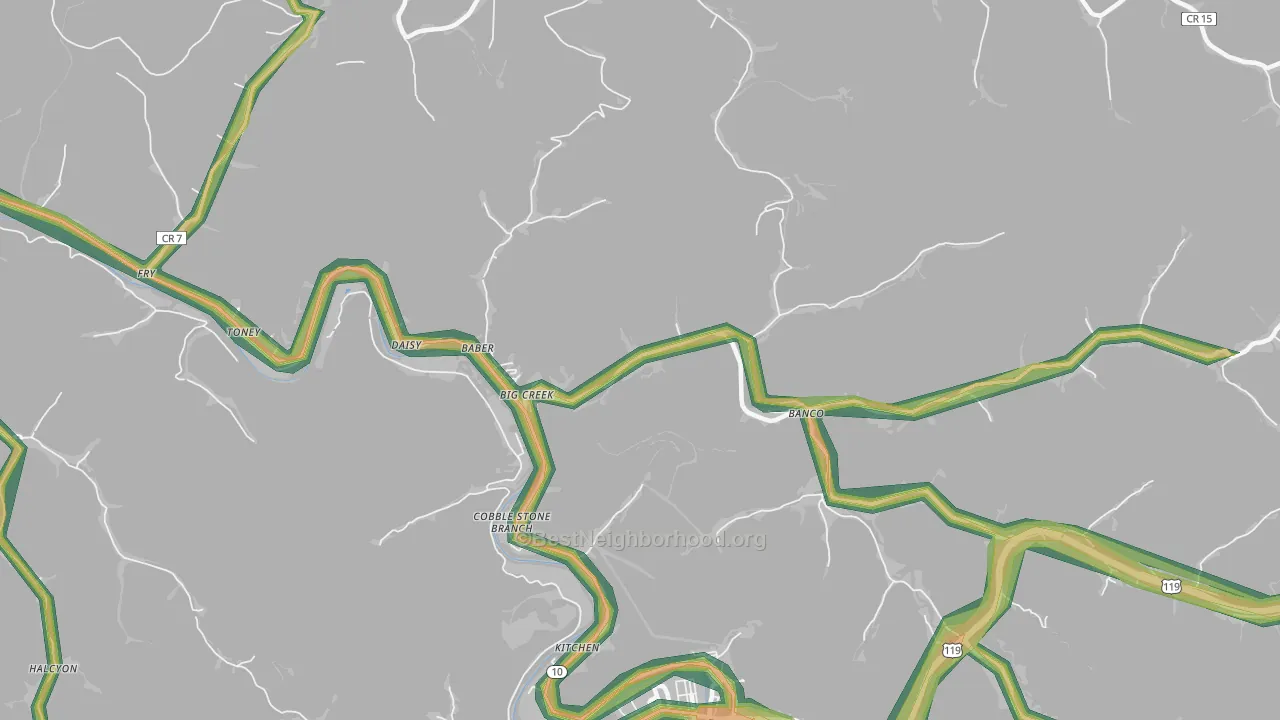 Big Creek, WV Map of Noise Levels in Big Creek