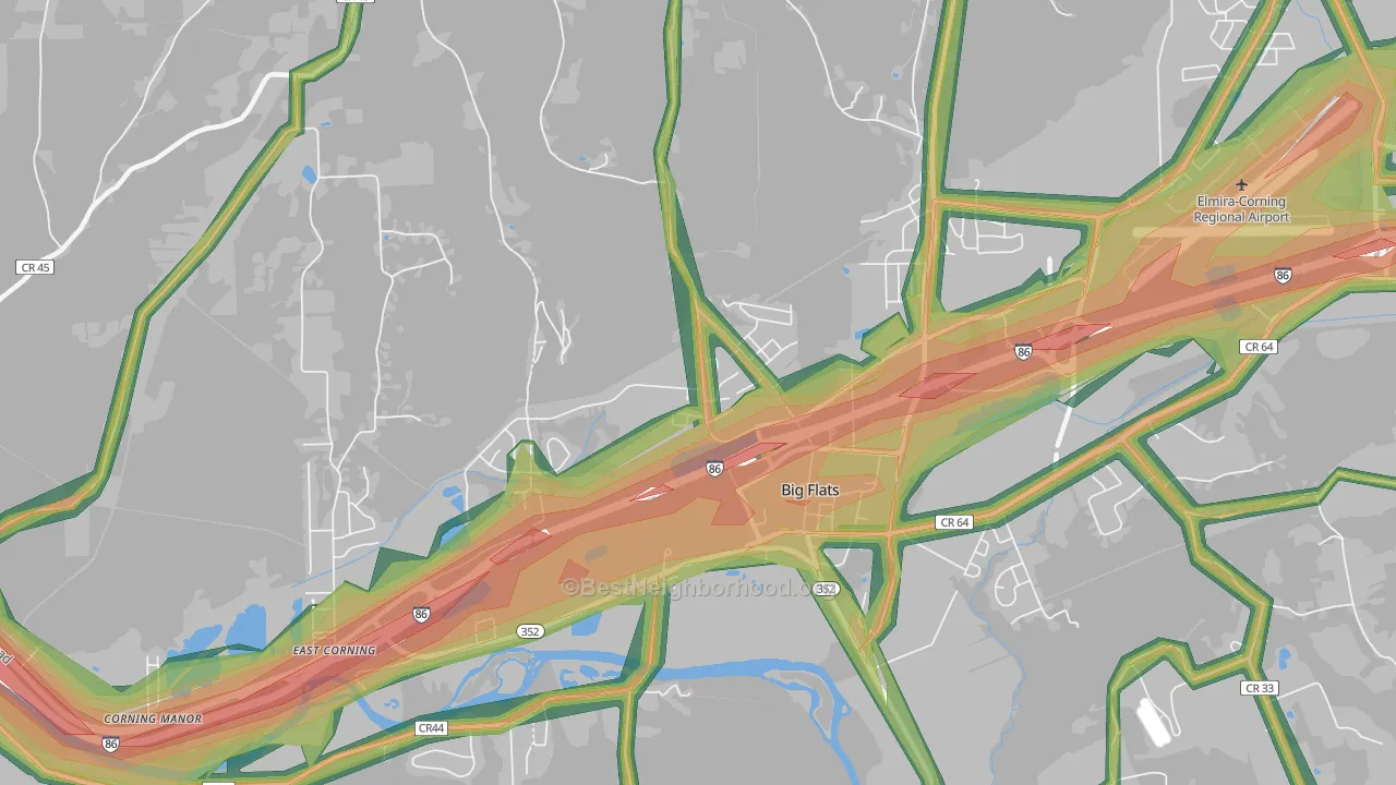Big Flats, NY Map of Noise Levels in Big Flats