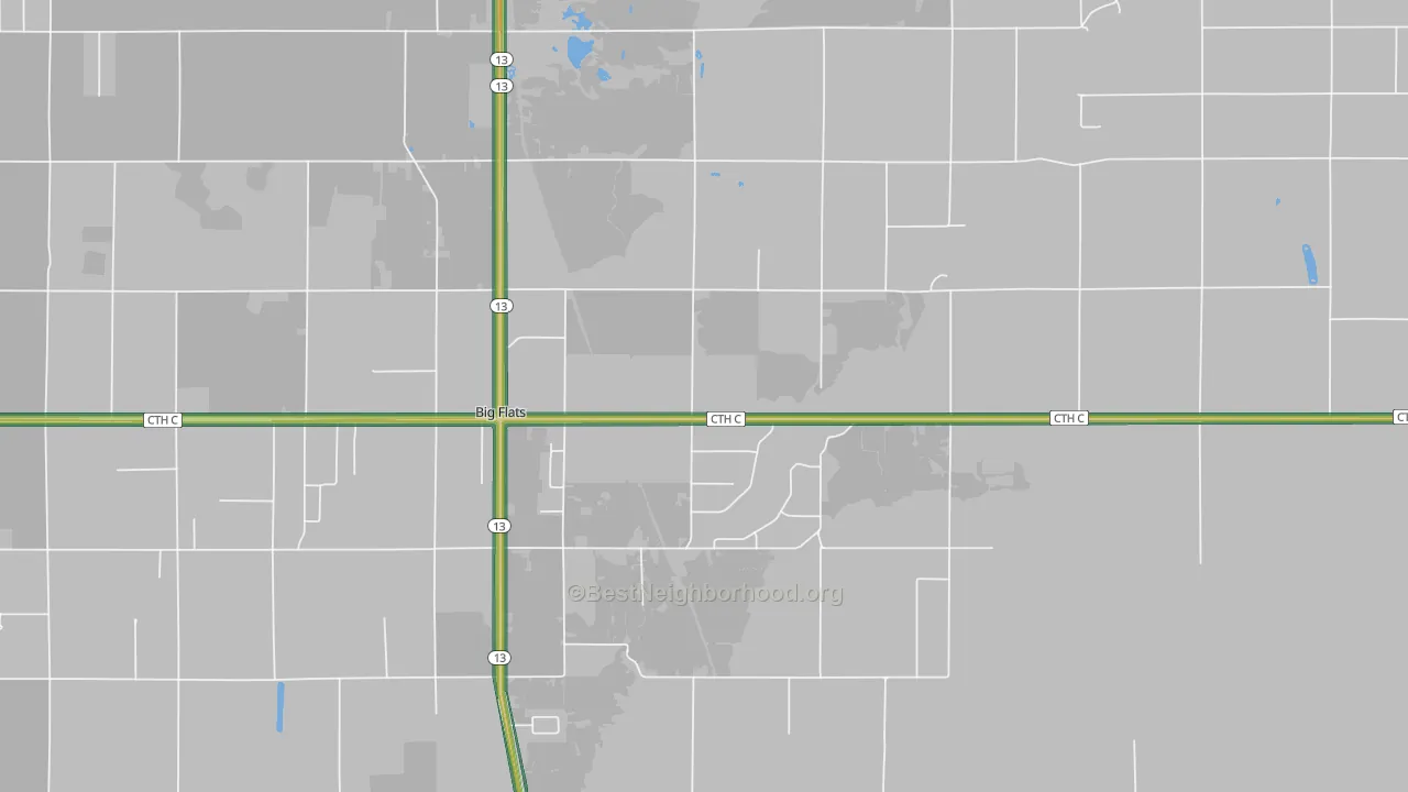 Big Flats, WI Map of Noise Levels in Big Flats