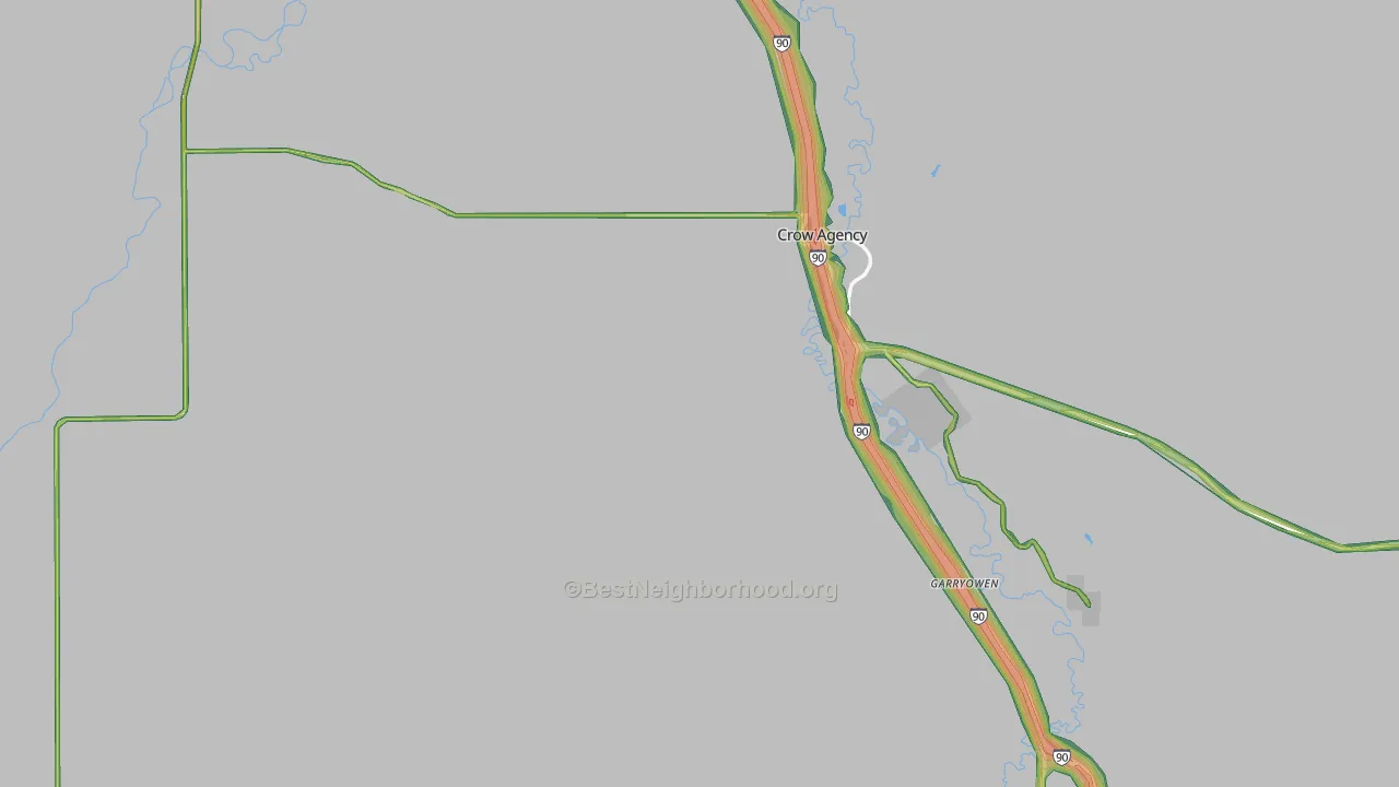 Big Horn County, MT Map of Noise Levels in Big Horn County